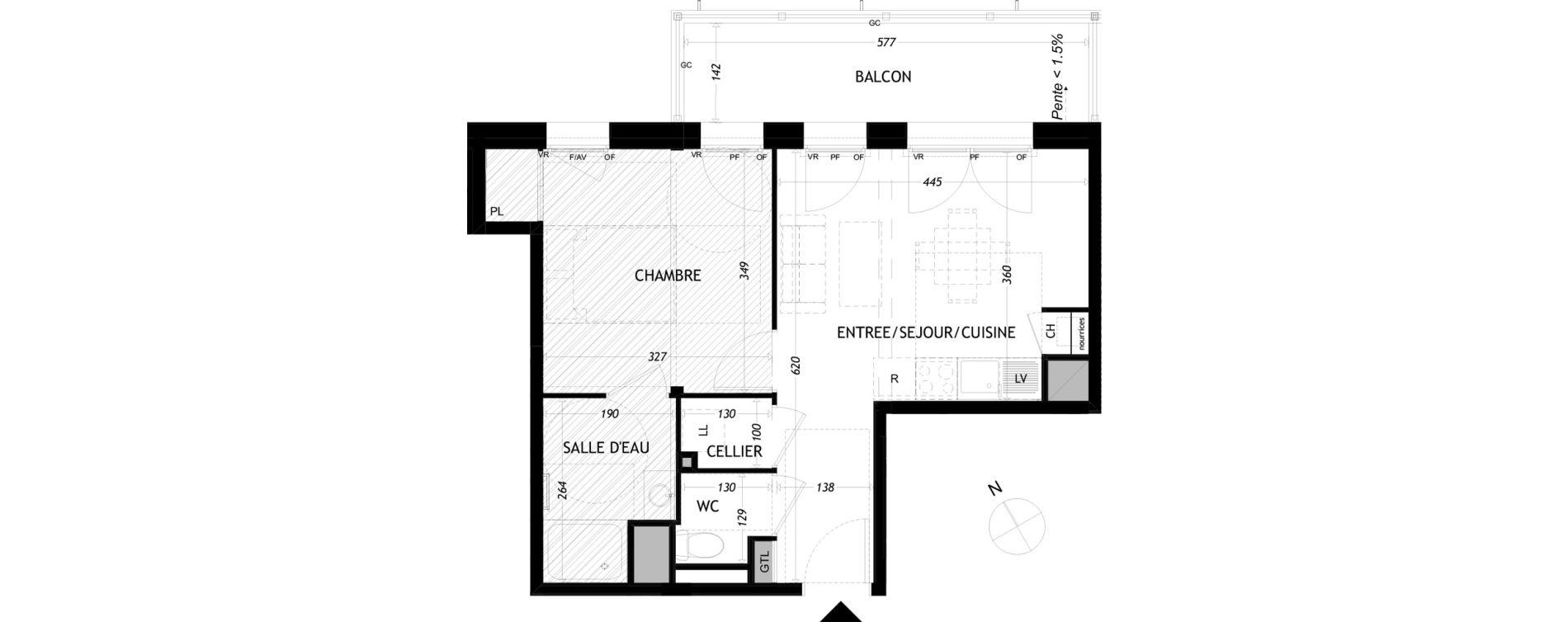 Appartement T2 de 38,35 m2 &agrave; Aytr&eacute; Centre