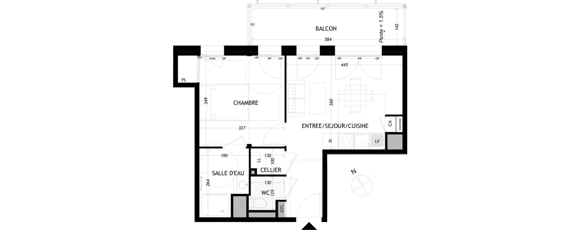 Appartement T2 de 38,34 m2 &agrave; Aytr&eacute; Centre