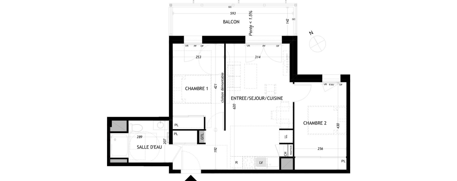 Appartement T3 de 50,98 m2 &agrave; Aytr&eacute; Centre