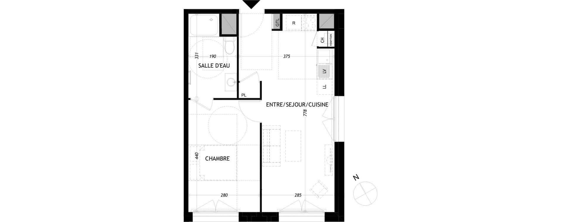 Appartement T2 de 42,09 m2 &agrave; Aytr&eacute; Centre