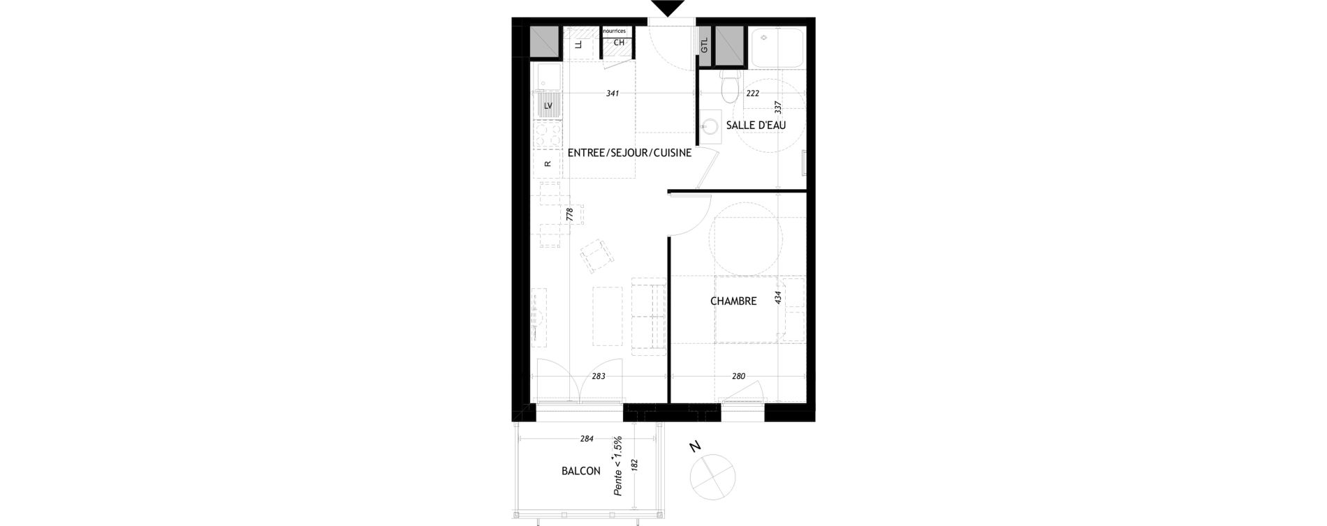 Appartement T2 de 41,83 m2 &agrave; Aytr&eacute; Centre