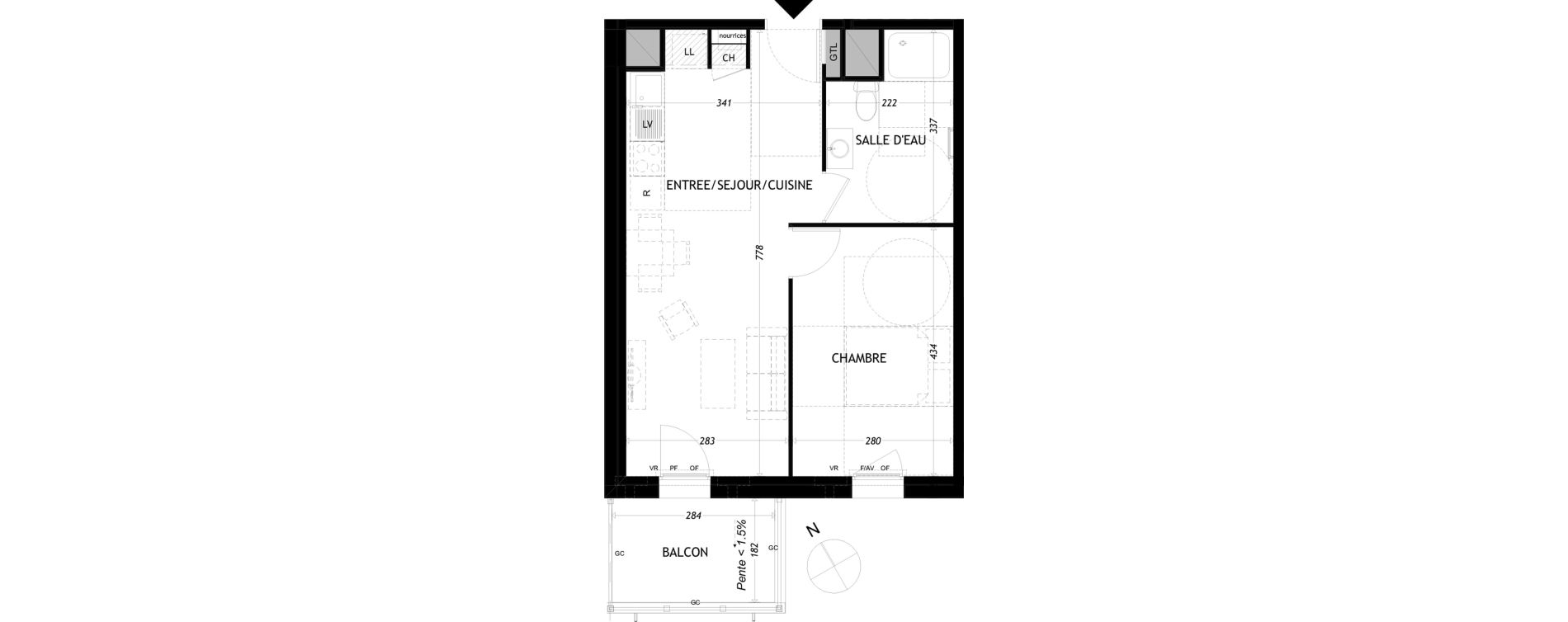 Appartement T2 de 41,83 m2 &agrave; Aytr&eacute; Centre