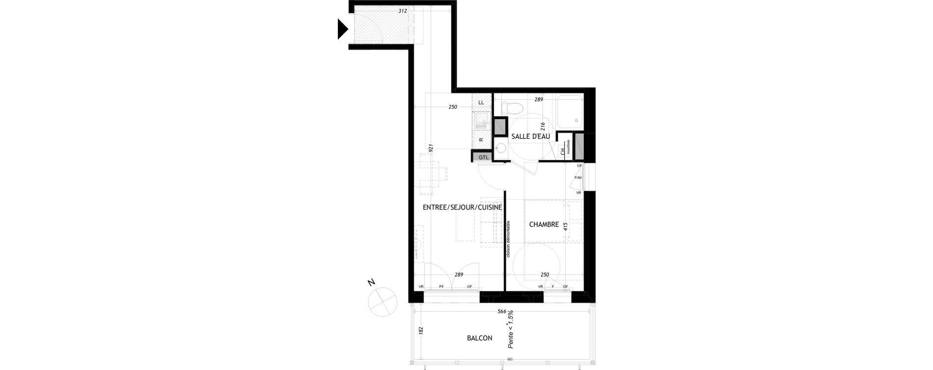 Appartement T2 de 36,79 m2 &agrave; Aytr&eacute; Centre