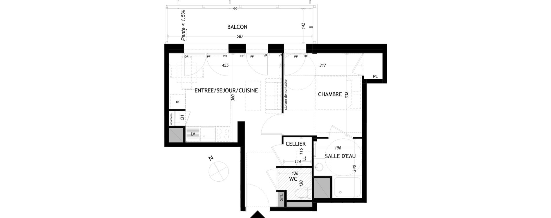 Appartement T2 de 37,37 m2 &agrave; Aytr&eacute; Centre