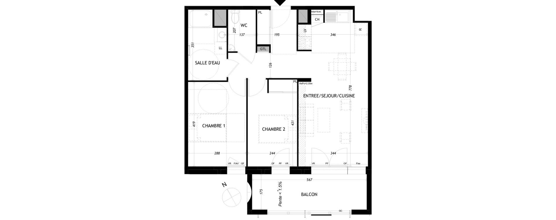 Appartement T3 de 65,21 m2 &agrave; Aytr&eacute; Centre