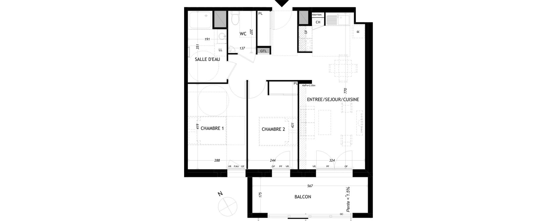 Appartement T3 de 63,64 m2 &agrave; Aytr&eacute; Centre
