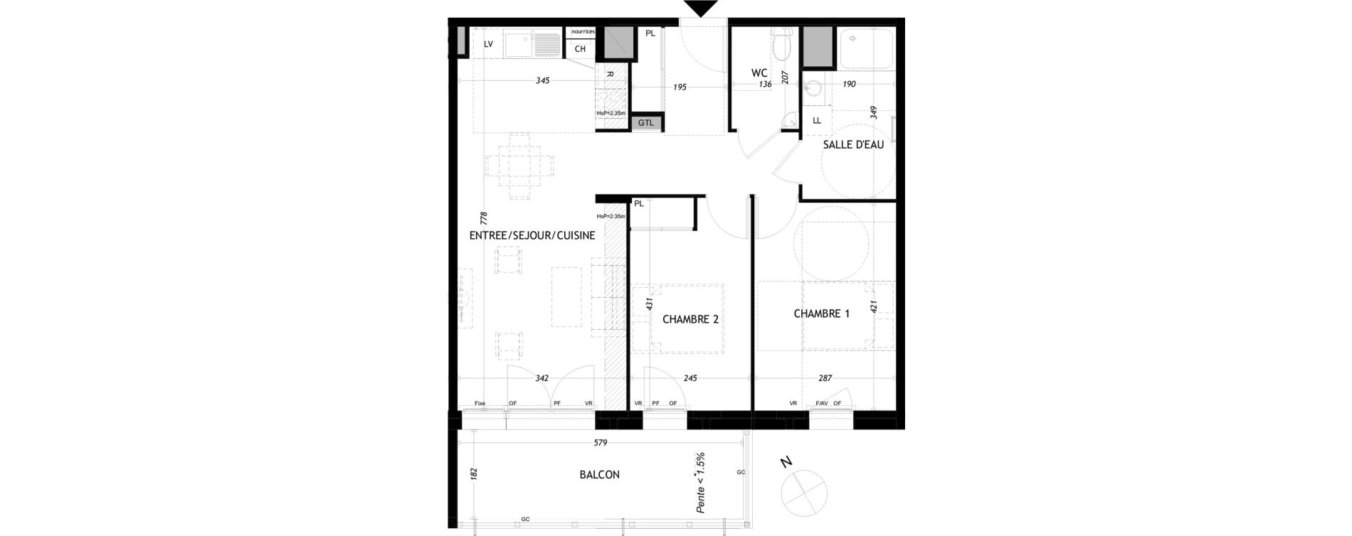 Appartement T3 de 65,28 m2 &agrave; Aytr&eacute; Centre