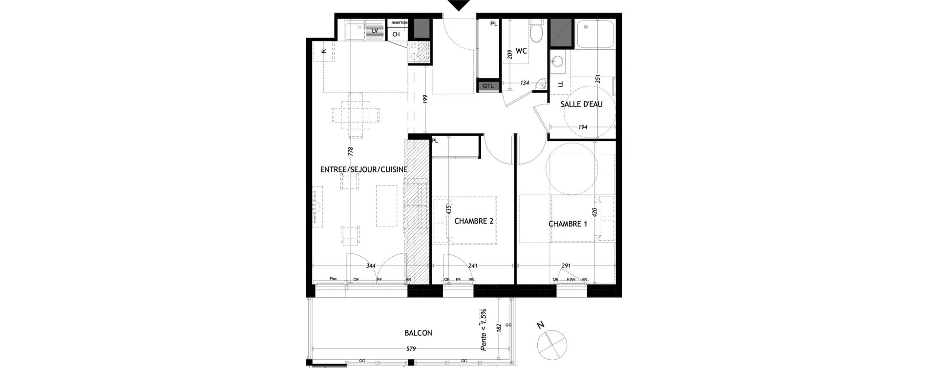 Appartement T3 de 65,25 m2 &agrave; Aytr&eacute; Centre