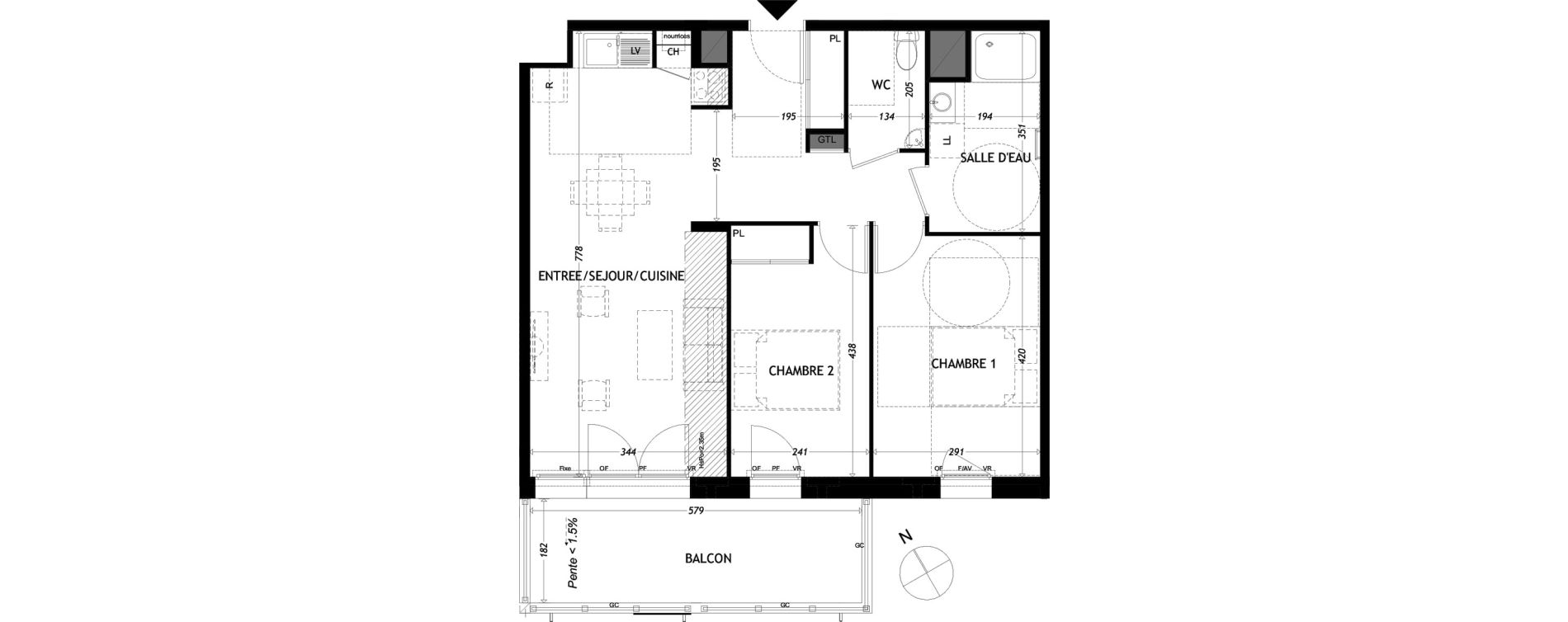 Appartement T3 de 65,26 m2 &agrave; Aytr&eacute; Centre