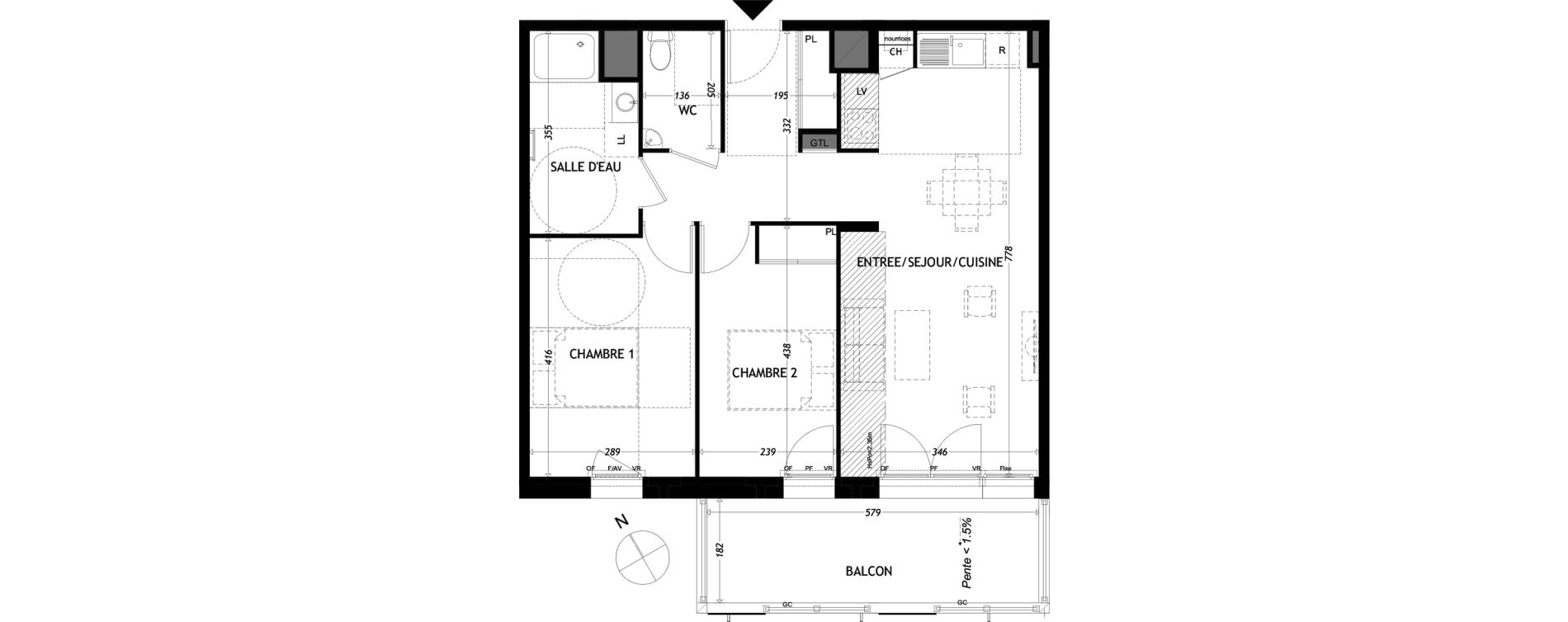 Appartement T3 de 65,29 m2 &agrave; Aytr&eacute; Centre