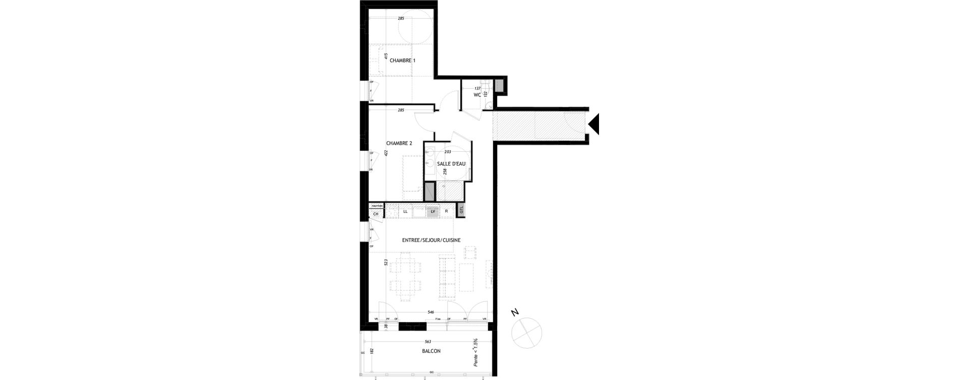 Appartement T3 de 69,80 m2 &agrave; Aytr&eacute; Centre