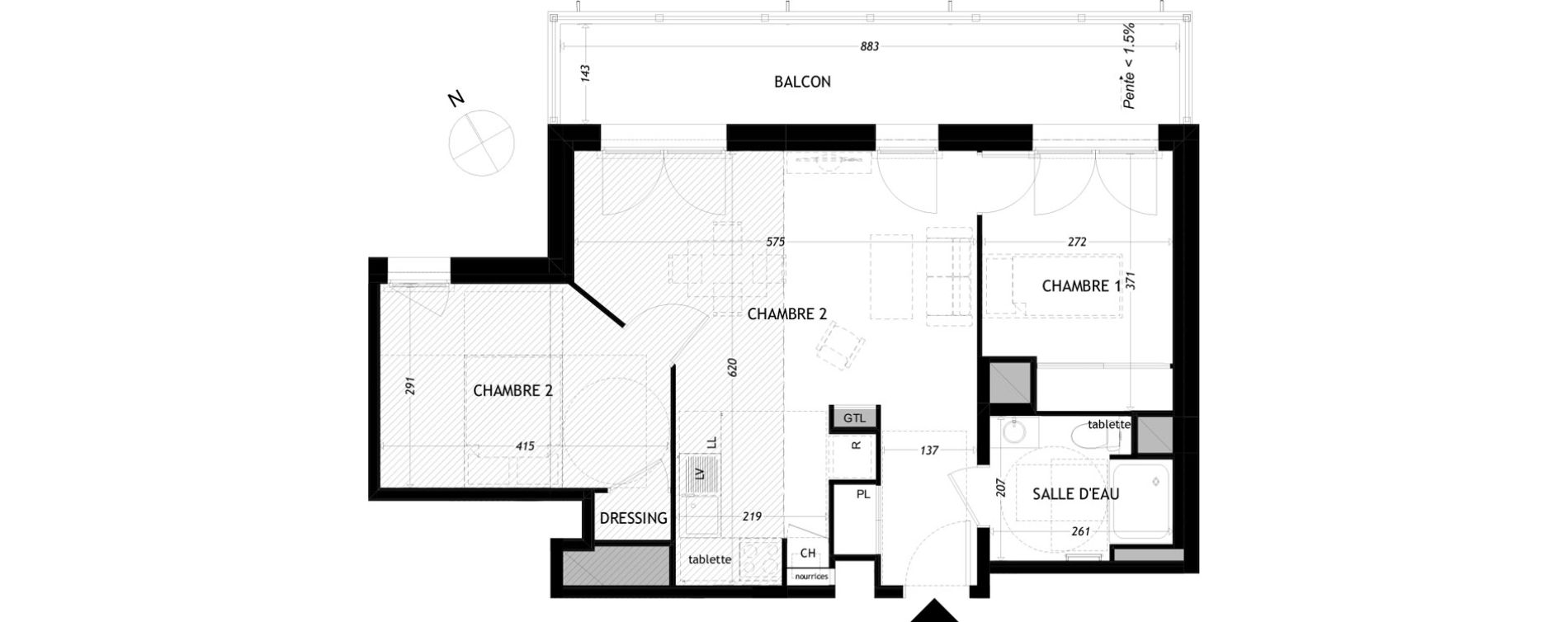 Appartement T3 de 55,49 m2 &agrave; Aytr&eacute; Centre