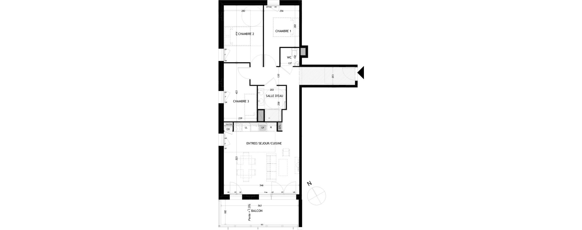 Appartement T4 de 77,42 m2 &agrave; Aytr&eacute; Centre