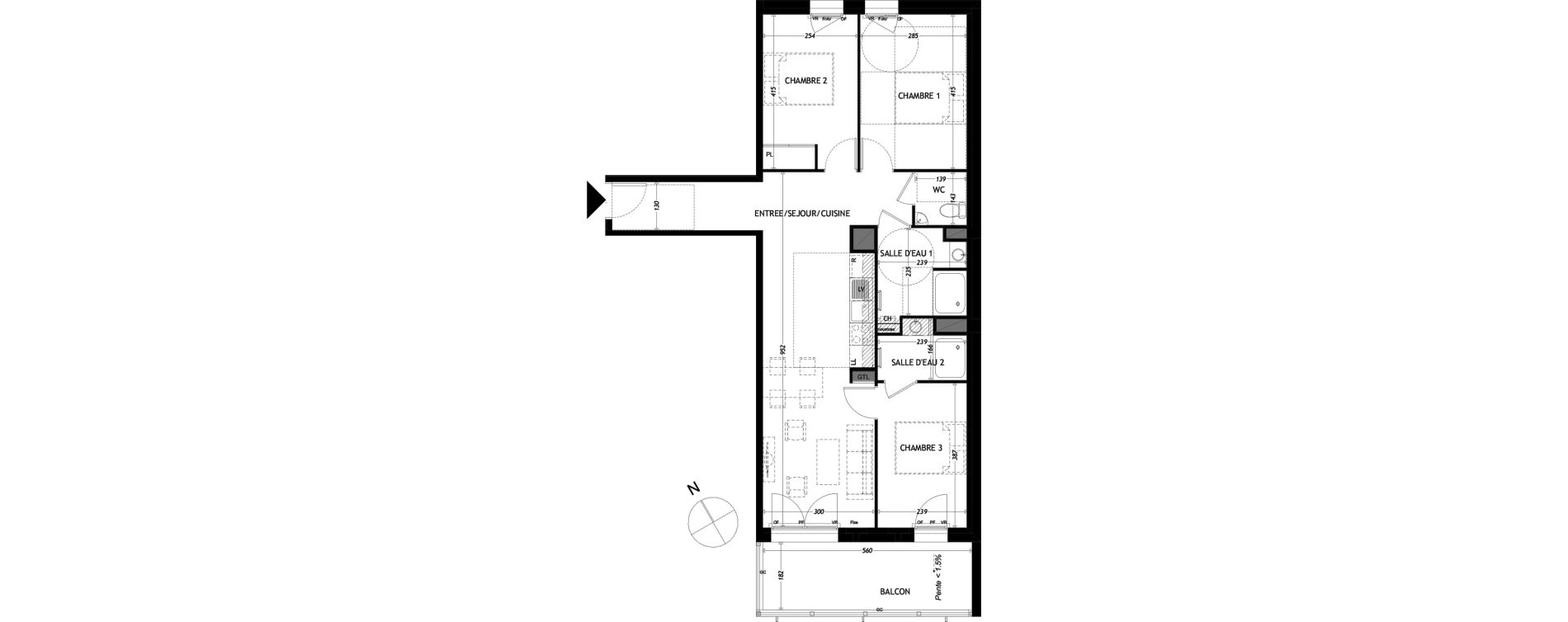 Appartement T4 de 76,62 m2 &agrave; Aytr&eacute; Centre