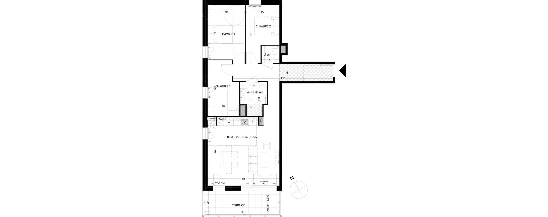 Appartement T4 de 77,42 m2 &agrave; Aytr&eacute; Centre