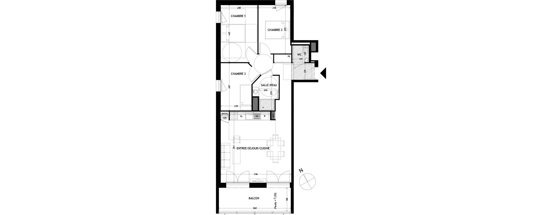 Appartement T4 de 76,04 m2 &agrave; Aytr&eacute; Centre