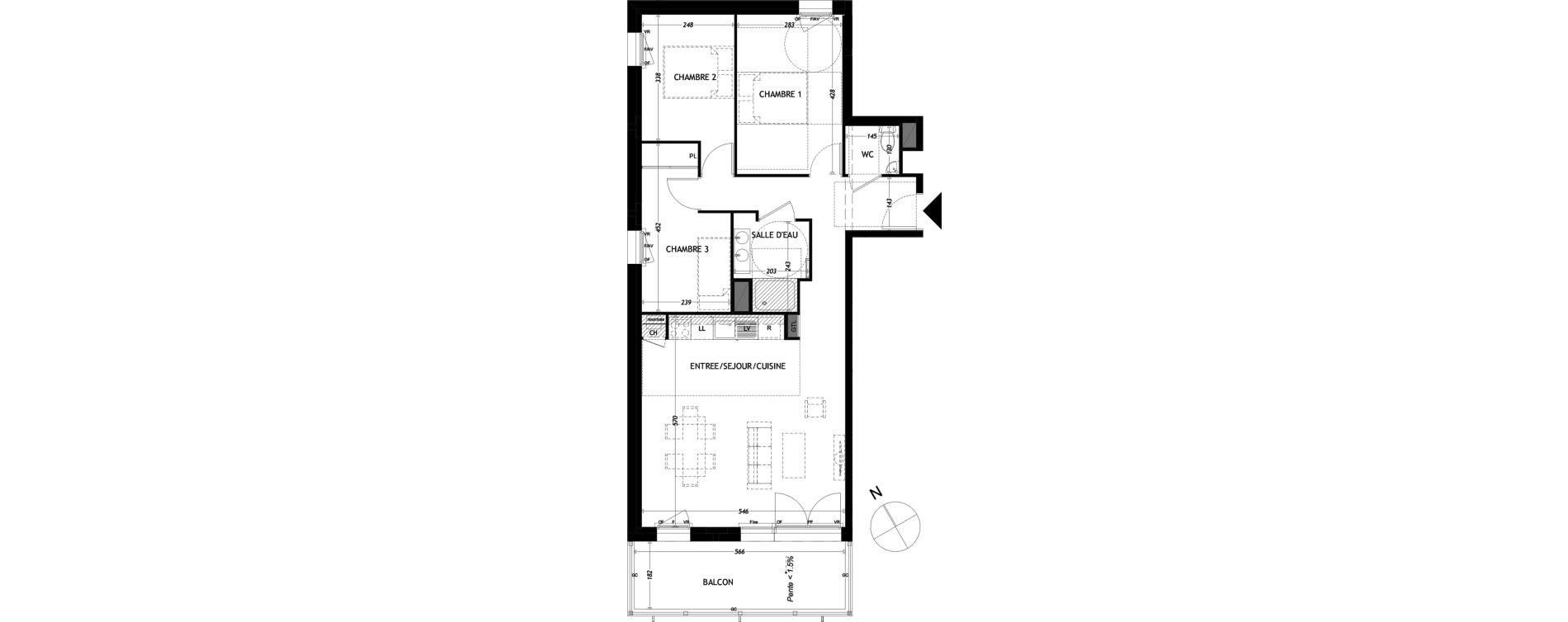 Appartement T4 de 76,58 m2 &agrave; Aytr&eacute; Centre