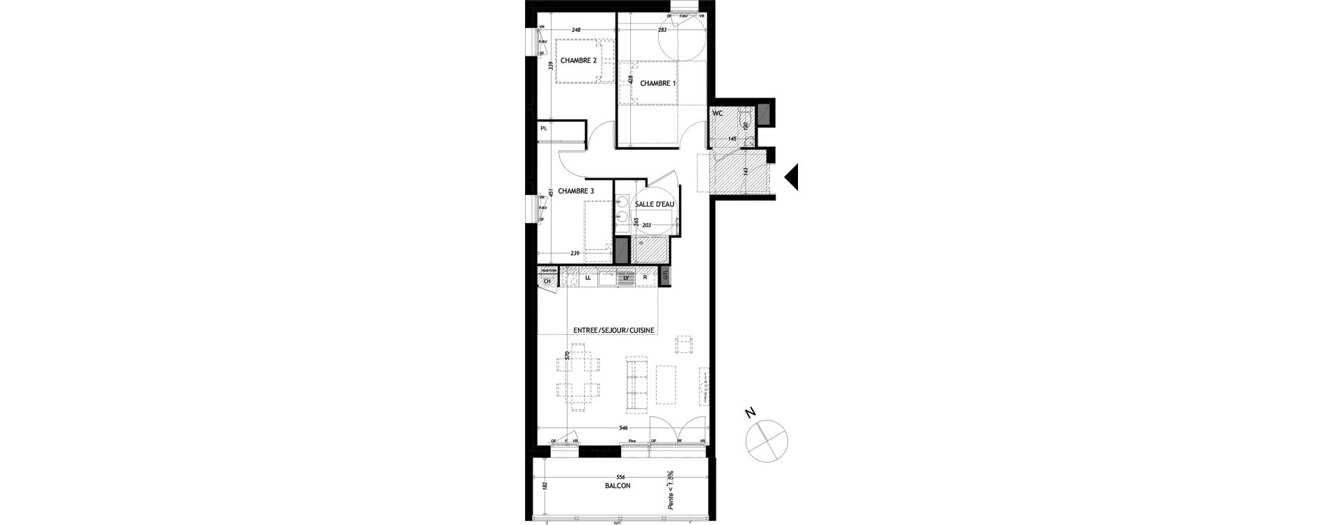 Appartement T4 de 76,45 m2 à Aytré Centre