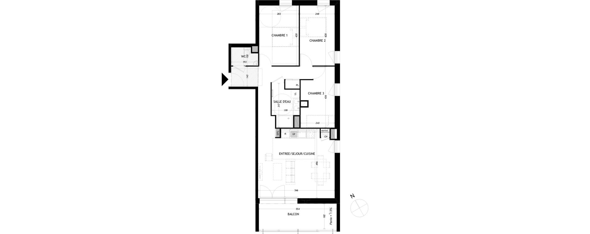 Appartement T4 de 76,41 m2 &agrave; Aytr&eacute; Centre