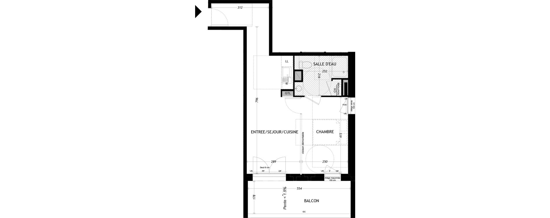 Appartement T2 de 38,51 m2 &agrave; Aytr&eacute; Centre