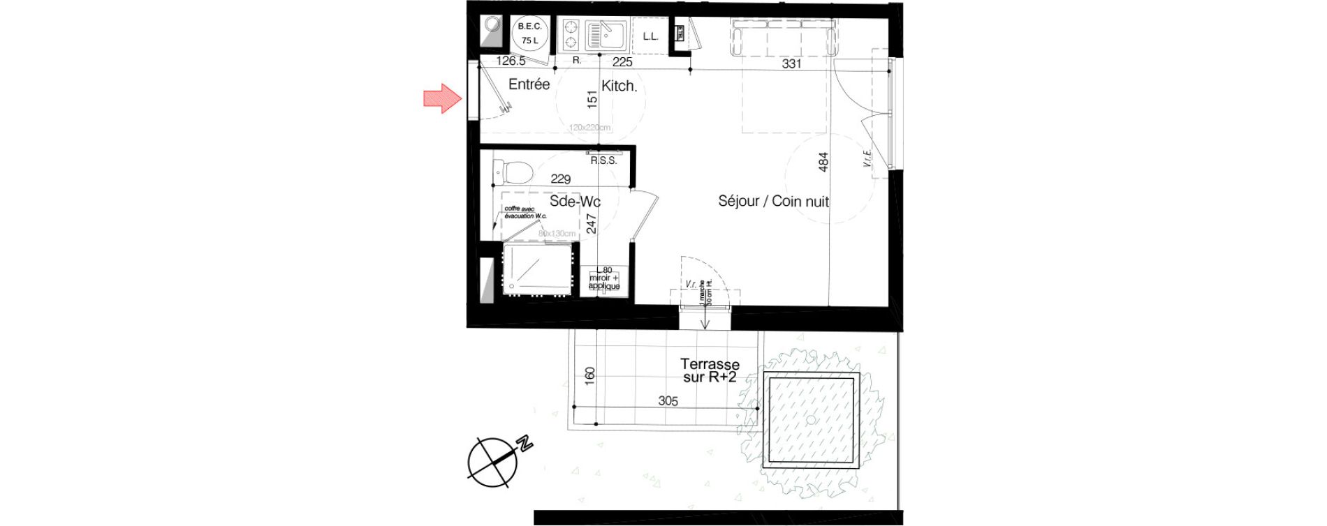 Appartement T1 de 31,00 m2 &agrave; Aytr&eacute; Centre
