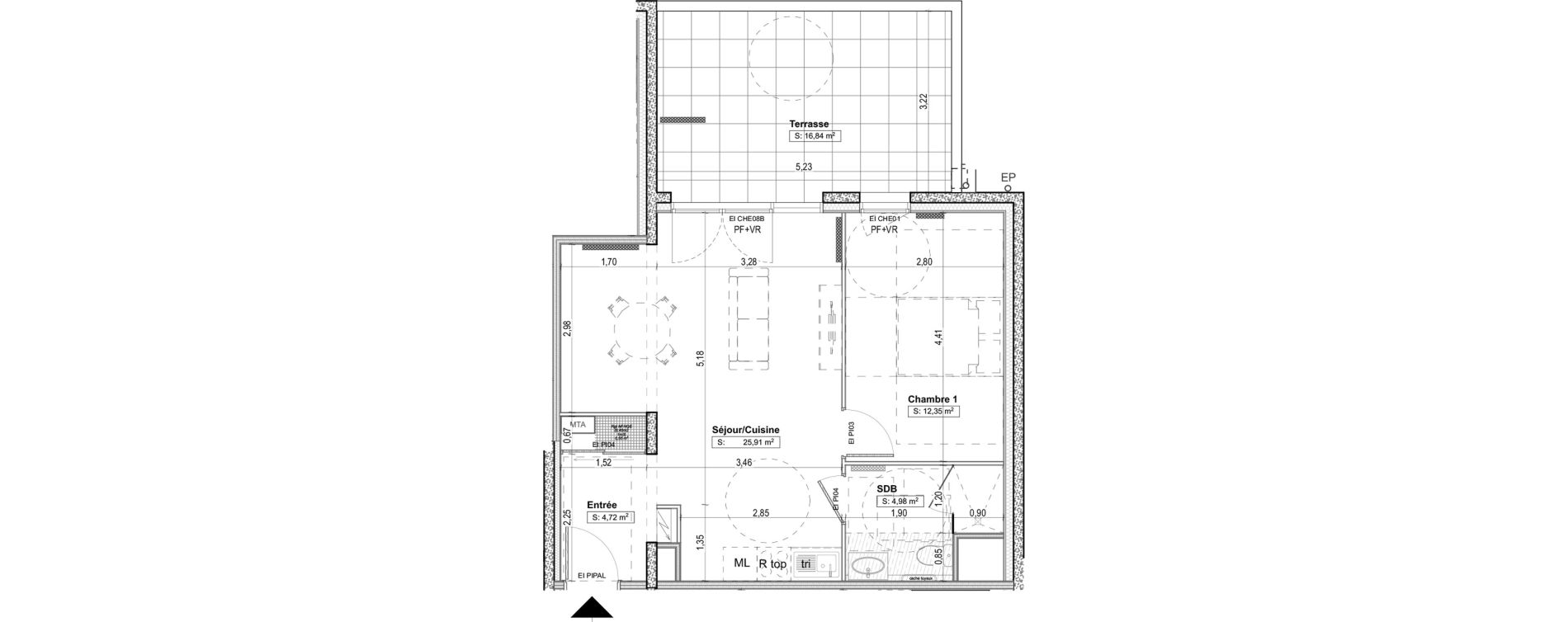 Appartement T2 de 47,96 m2 &agrave; Aytr&eacute; Centre
