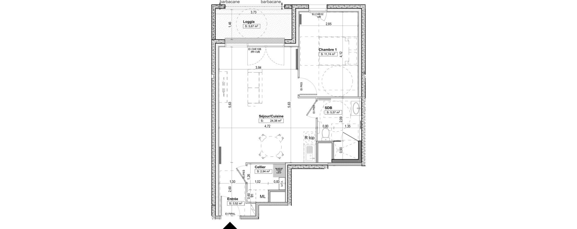 Appartement T2 de 48,15 m2 &agrave; Aytr&eacute; Centre