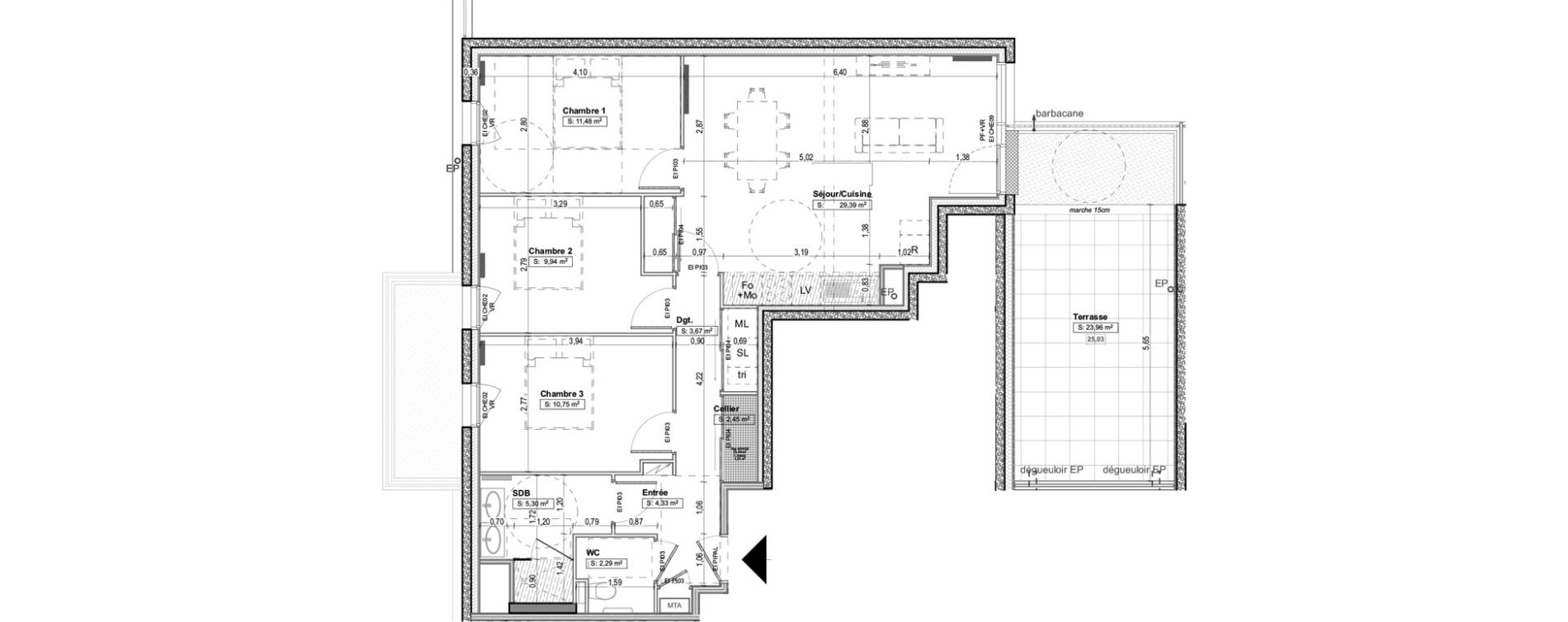 Appartement T4 de 79,60 m2 &agrave; Aytr&eacute; Centre