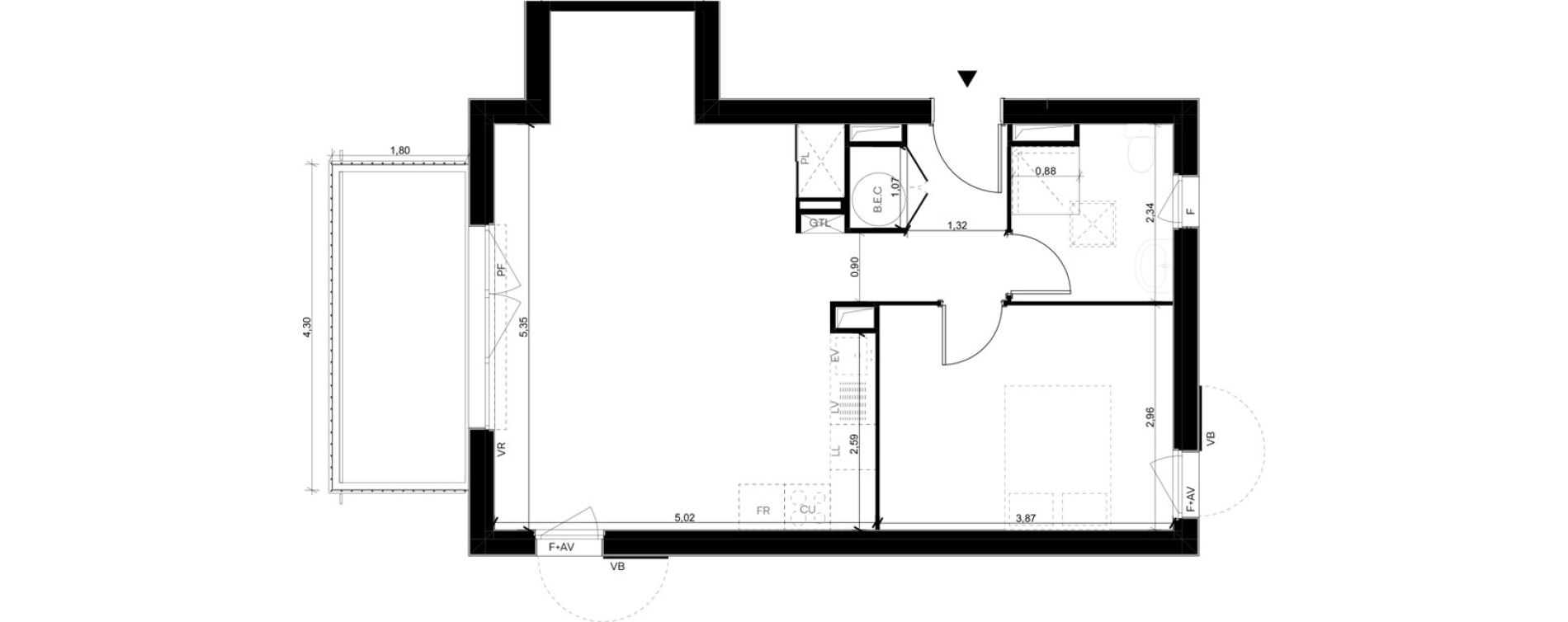 Appartement T2 de 49,01 m2 &agrave; Breuillet Centre