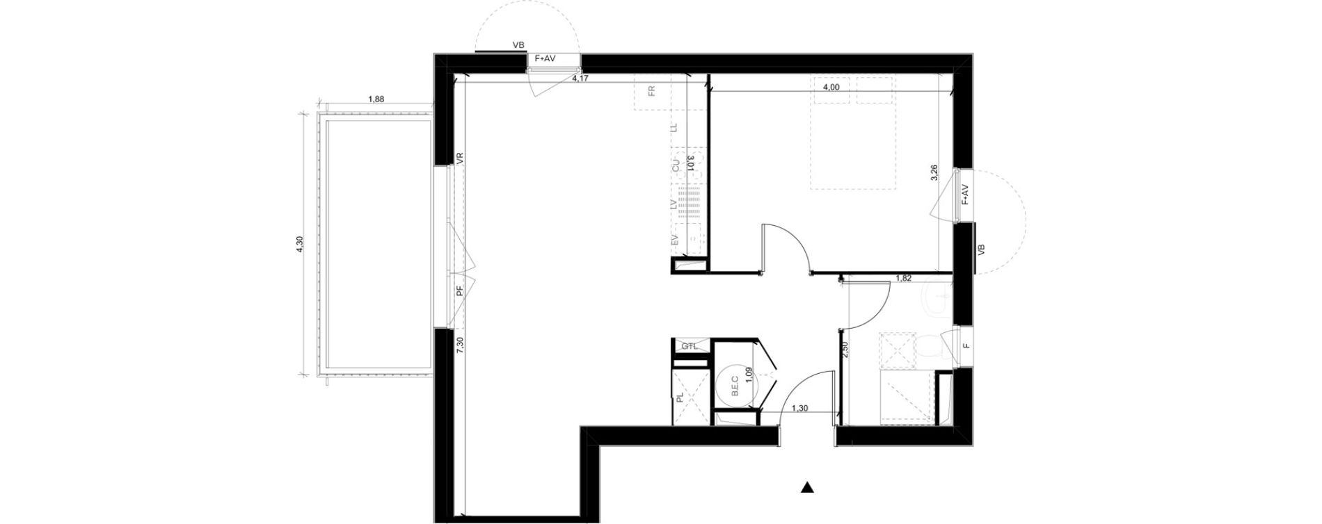 Appartement T2 de 49,14 m2 &agrave; Breuillet Centre