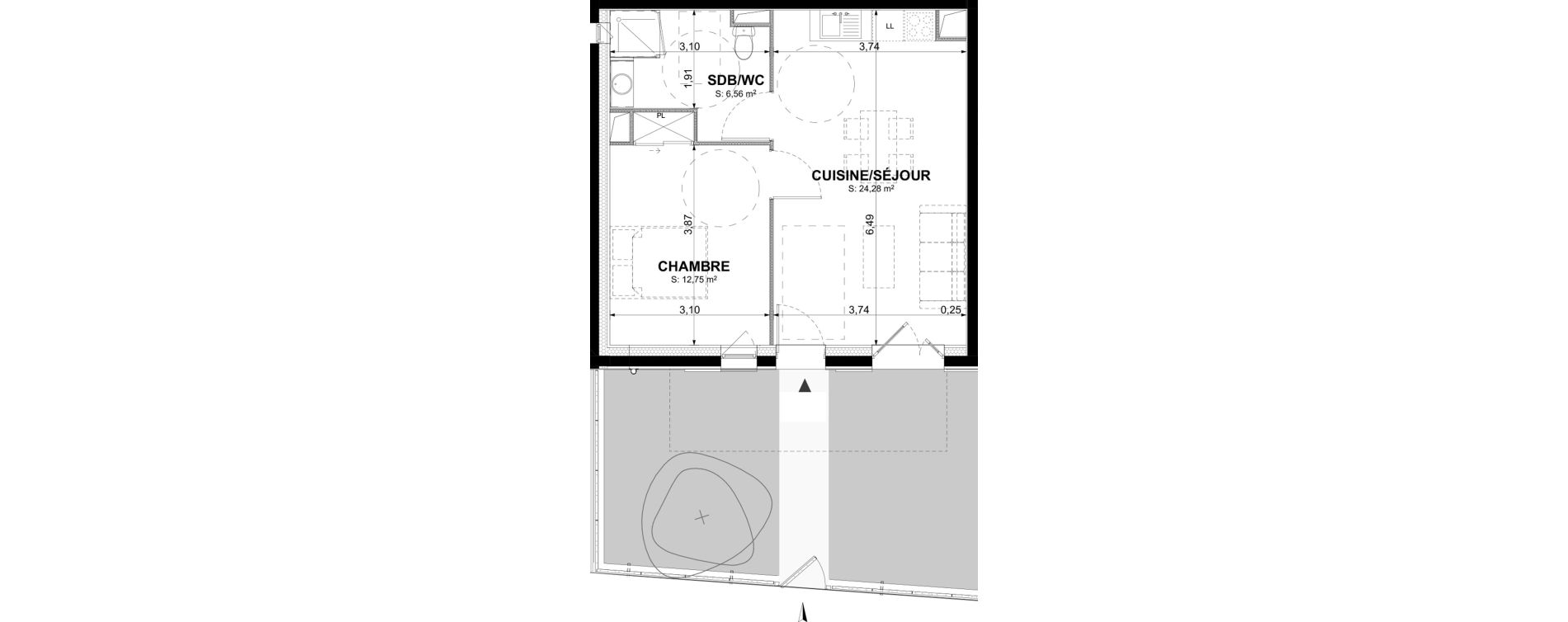 Appartement T2 de 43,59 m2 &agrave; Ch&acirc;telaillon-Plage Centre