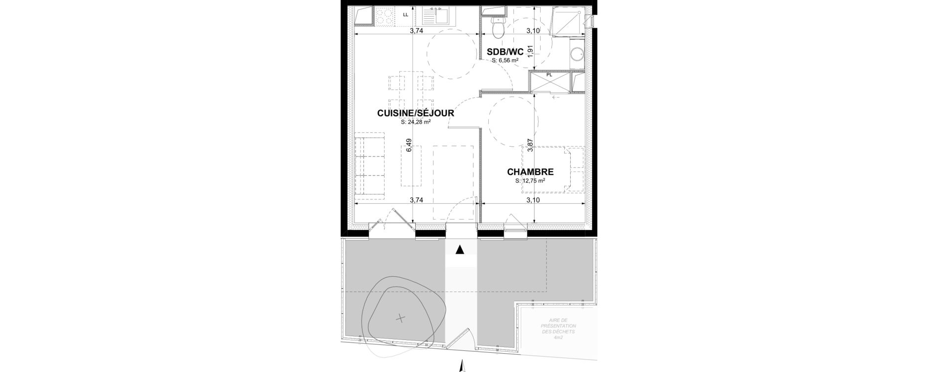 Appartement T2 de 43,59 m2 &agrave; Ch&acirc;telaillon-Plage Centre