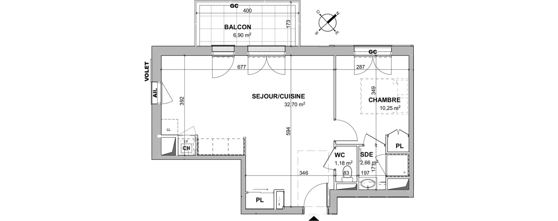 Appartement T2 de 46,79 m2 &agrave; Ch&acirc;telaillon-Plage Centre