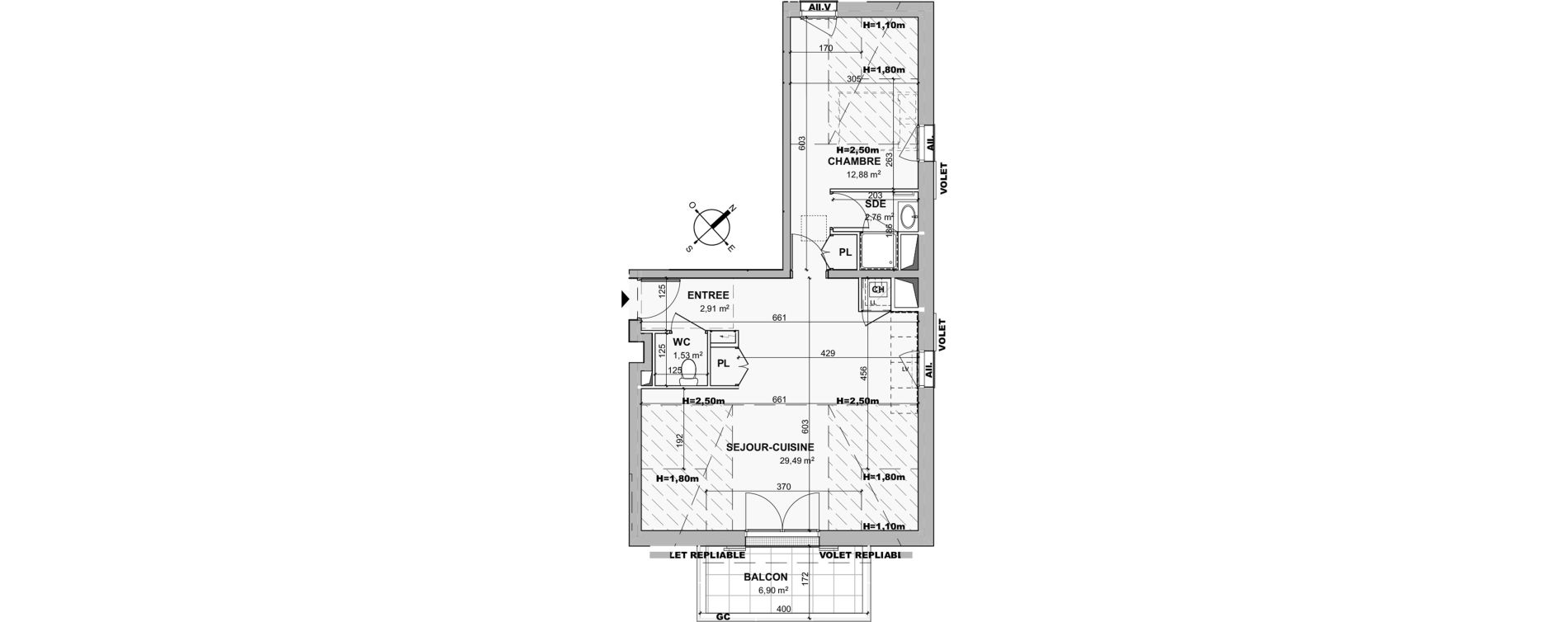 Appartement T2 de 49,57 m2 &agrave; Ch&acirc;telaillon-Plage Centre