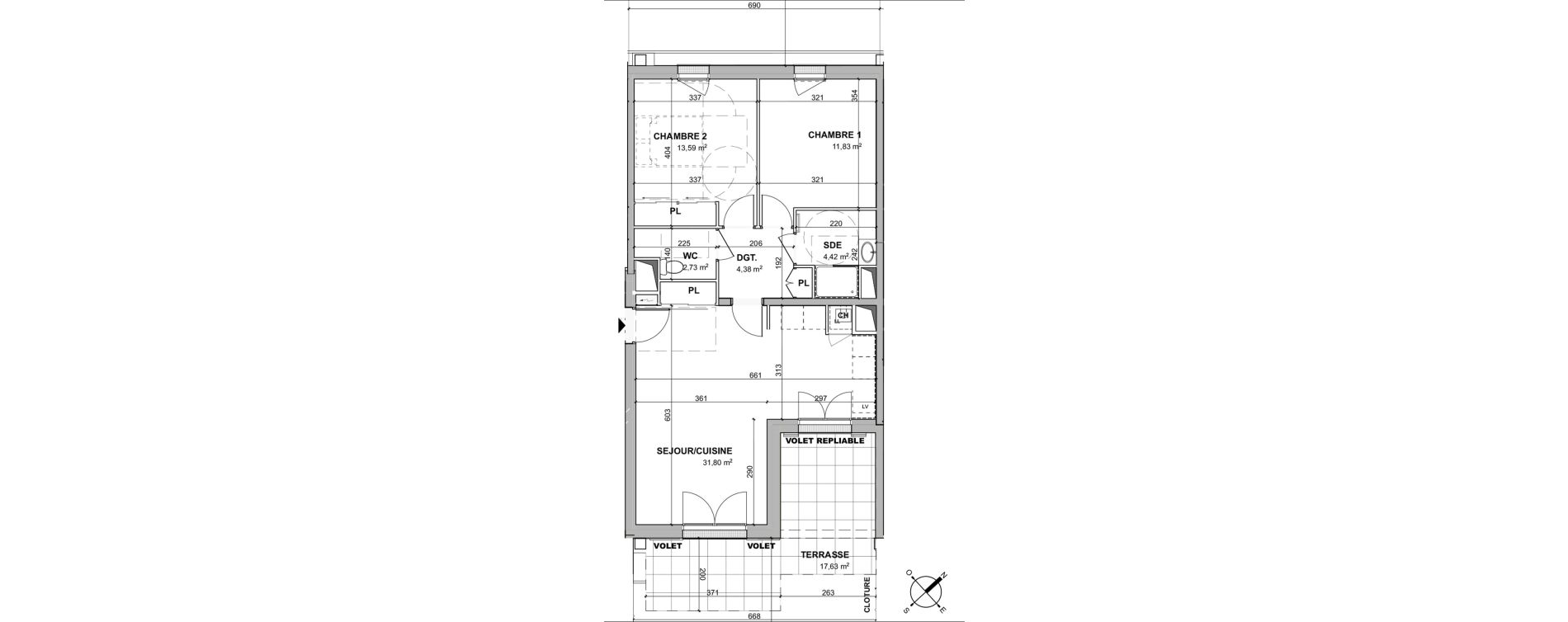 Appartement T3 de 68,75 m2 &agrave; Ch&acirc;telaillon-Plage Centre