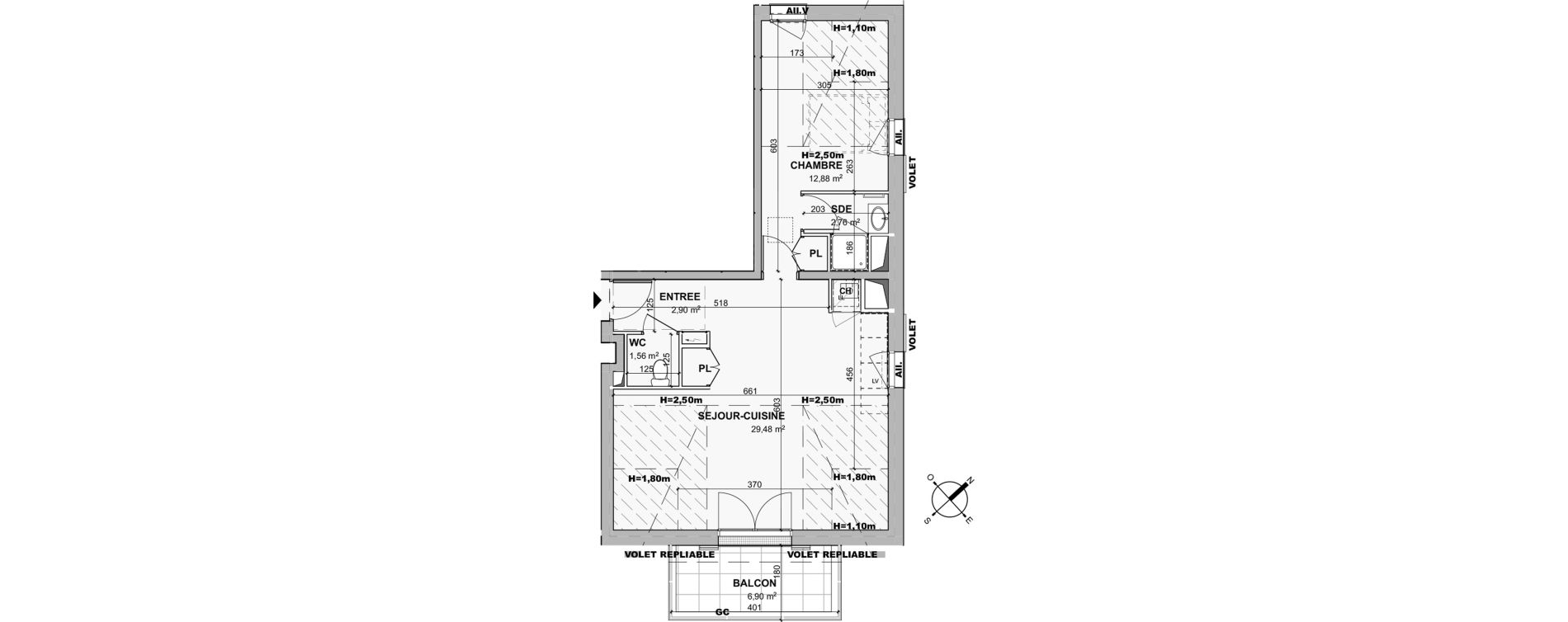 Appartement T2 de 49,58 m2 &agrave; Ch&acirc;telaillon-Plage Centre