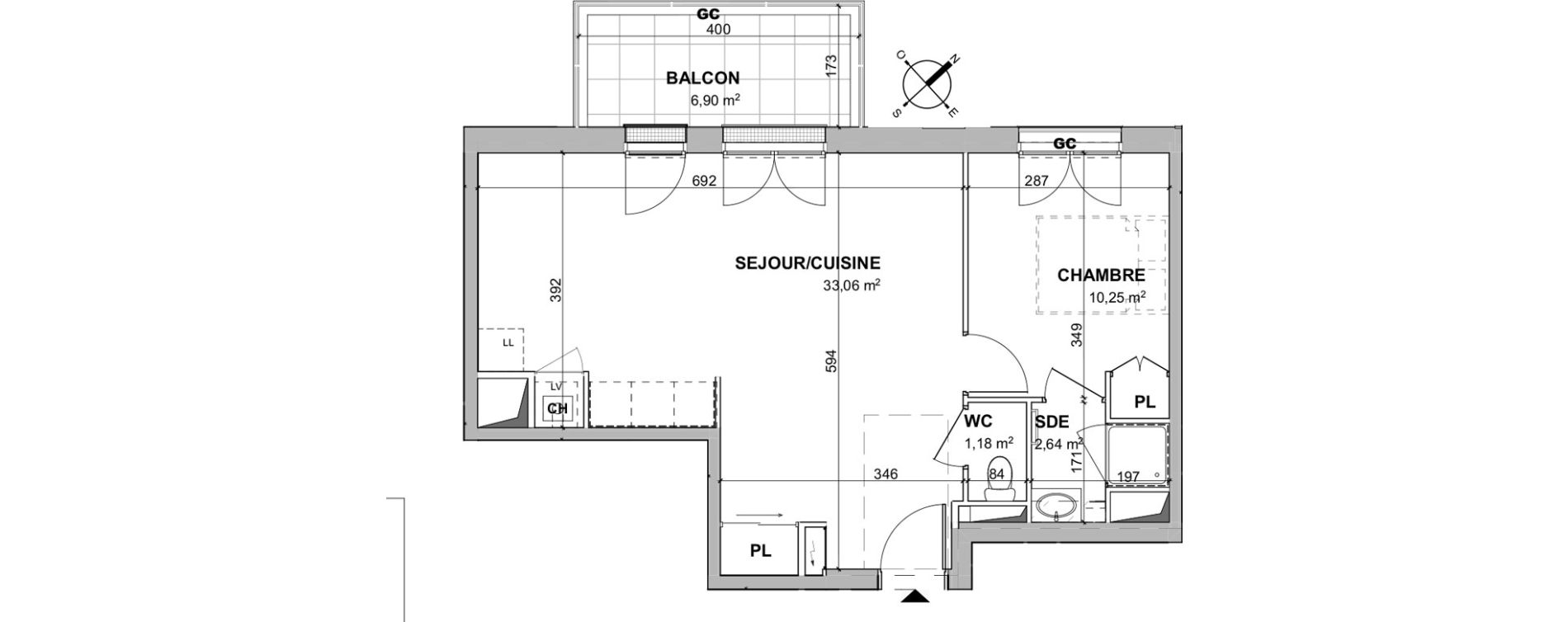 Appartement T2 de 47,13 m2 &agrave; Ch&acirc;telaillon-Plage Centre