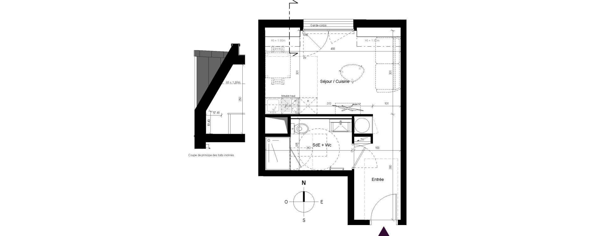 Appartement T1 de 24,37 m2 &agrave; Ch&acirc;telaillon-Plage Centre