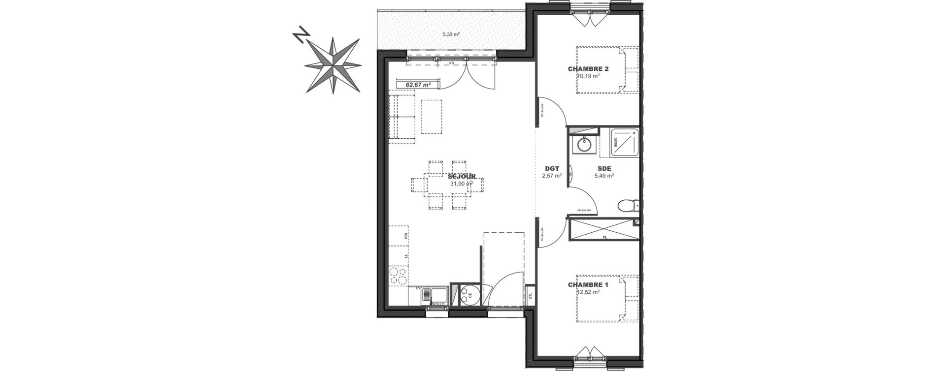 Appartement T3 de 62,67 m2 &agrave; Dolus-D'Ol&eacute;ron Centre