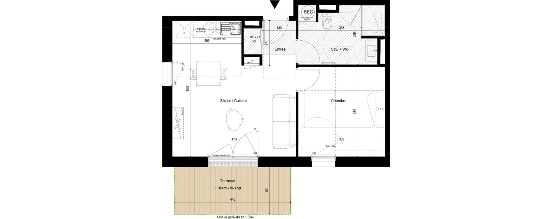 Appartement T2 de 42,41 m2 &agrave; Fouras Centre