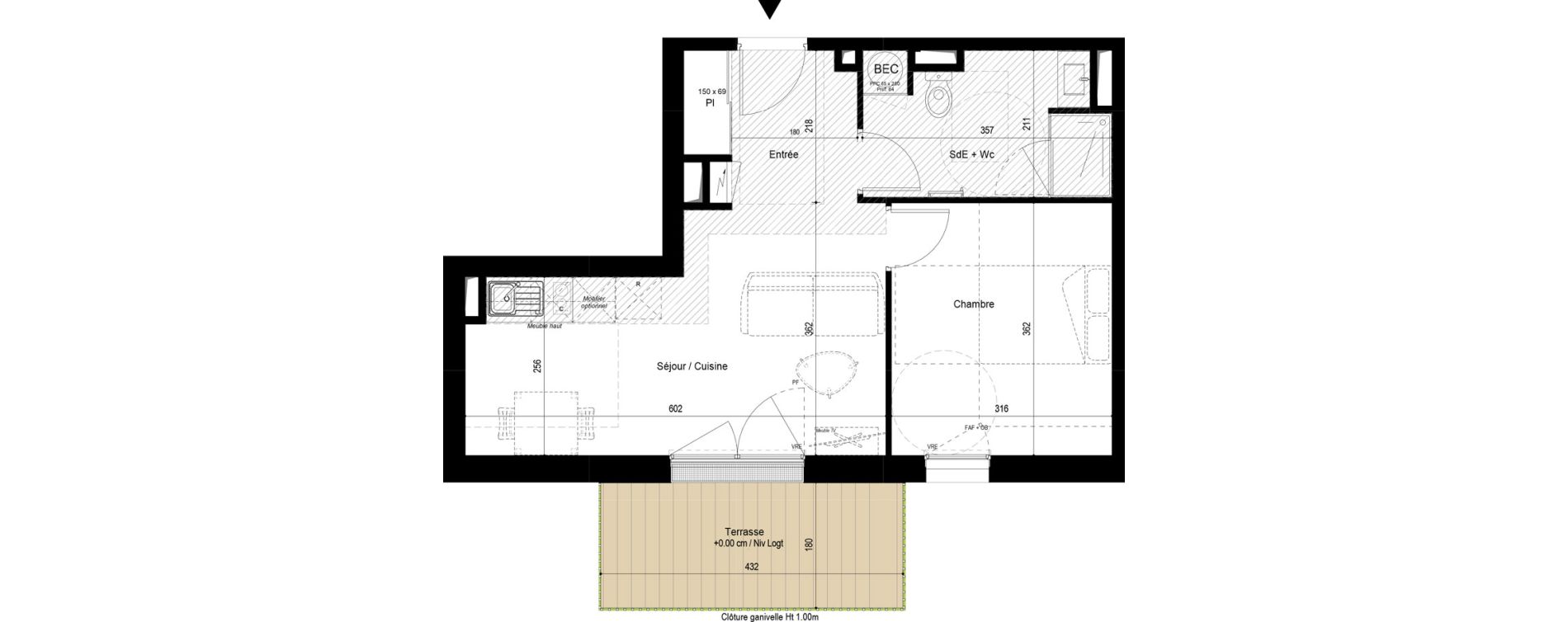 Appartement T2 de 41,46 m2 &agrave; Fouras Centre