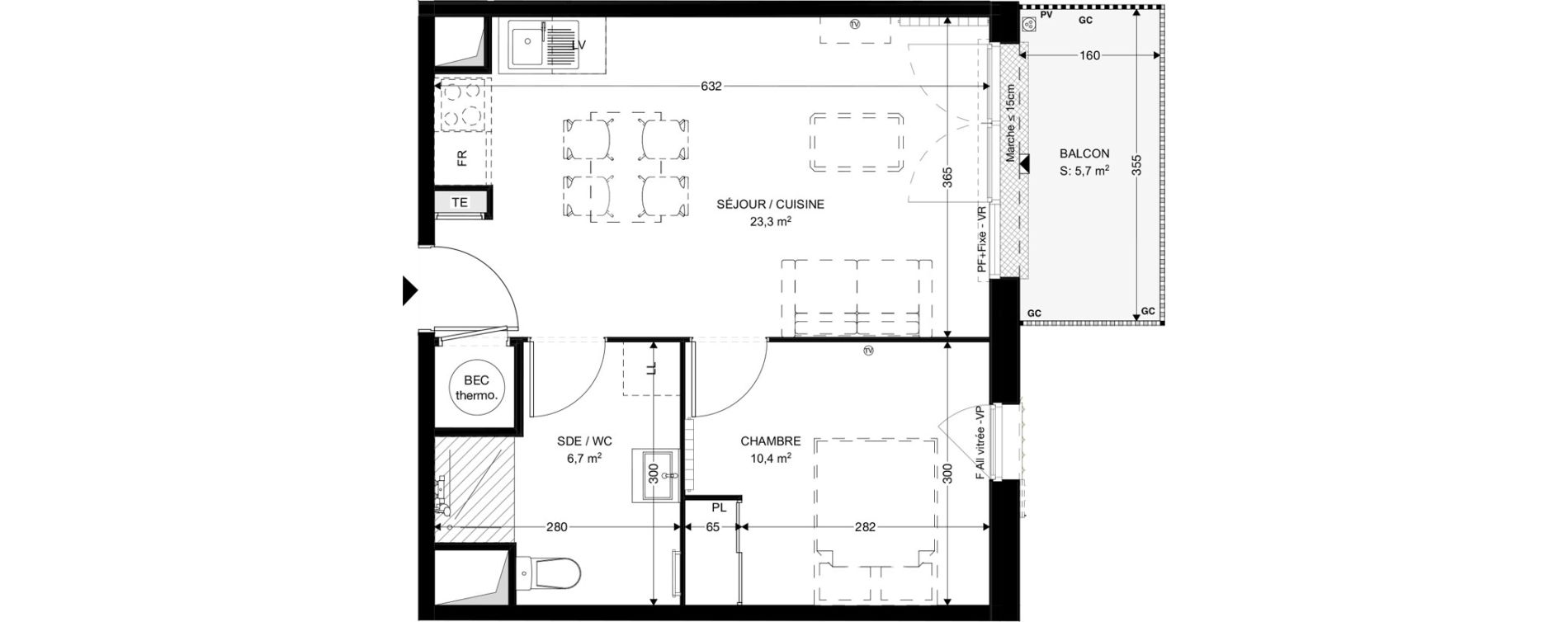 Appartement T2 de 40,40 m2 &agrave; Fouras Chevalier