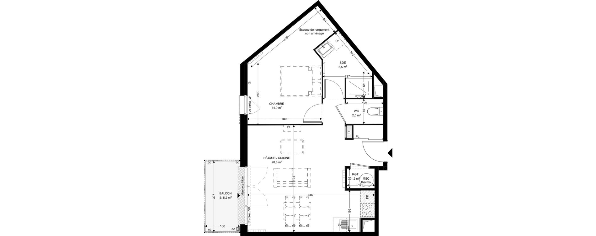 Appartement T2 de 52,40 m2 &agrave; Fouras Chevalier