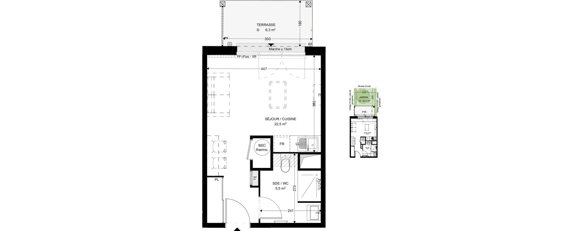 Appartement T1 de 28,00 m2 &agrave; Fouras Chevalier
