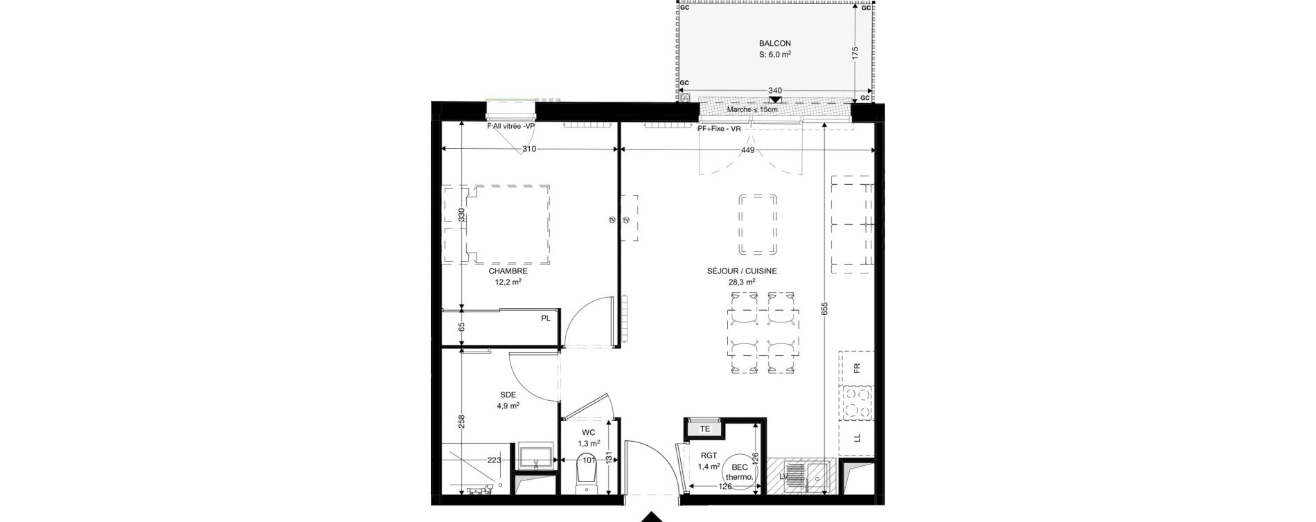 Appartement T2 de 48,10 m2 &agrave; Fouras Chevalier