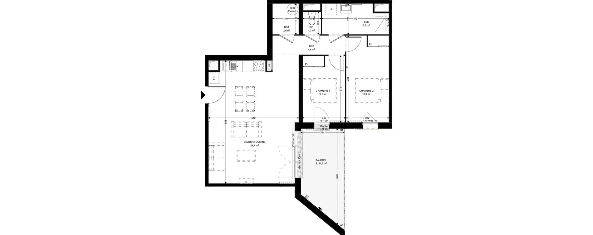 Appartement T3 de 70,30 m2 &agrave; Fouras Chevalier
