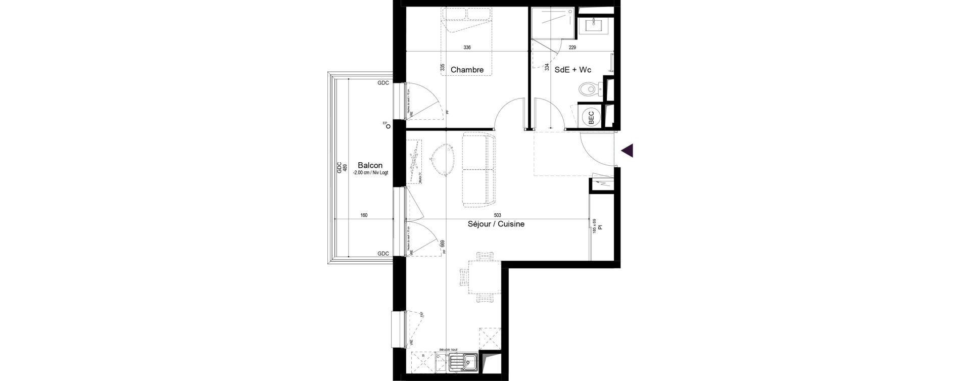 Appartement T2 de 45,94 m2 &agrave; Fouras Centre