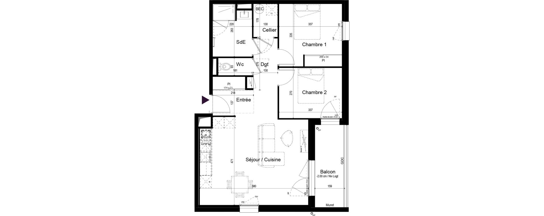 Appartement T3 de 66,39 m2 &agrave; Fouras Centre