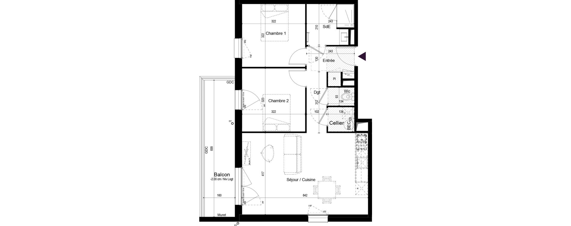 Appartement T3 de 62,07 m2 &agrave; Fouras Centre