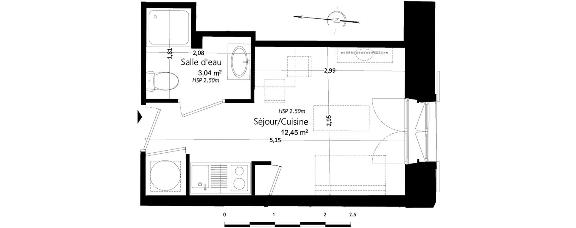 Appartement T1 de 15,49 m2 &agrave; La Rochelle La prefecture